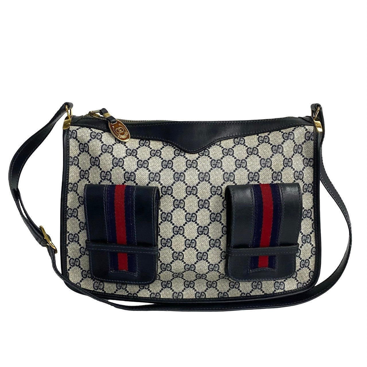 GUCCI Shoulder Bag PVC Navy Sherry line