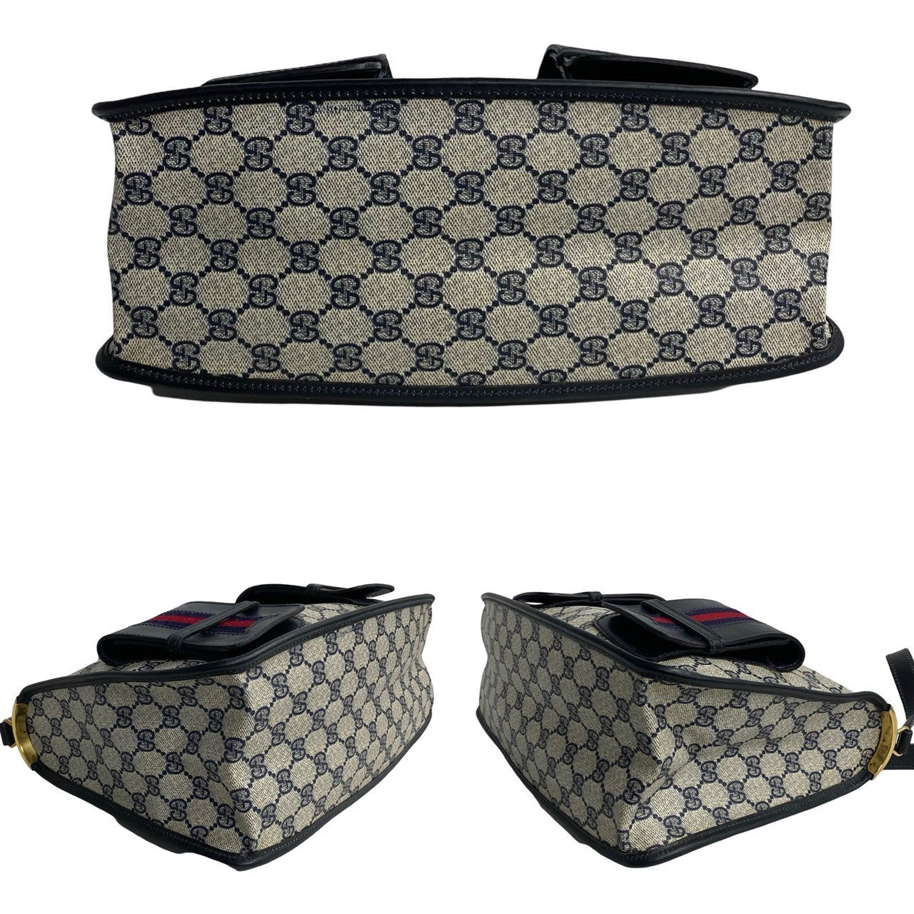 GUCCI Shoulder Bag PVC Navy Sherry line