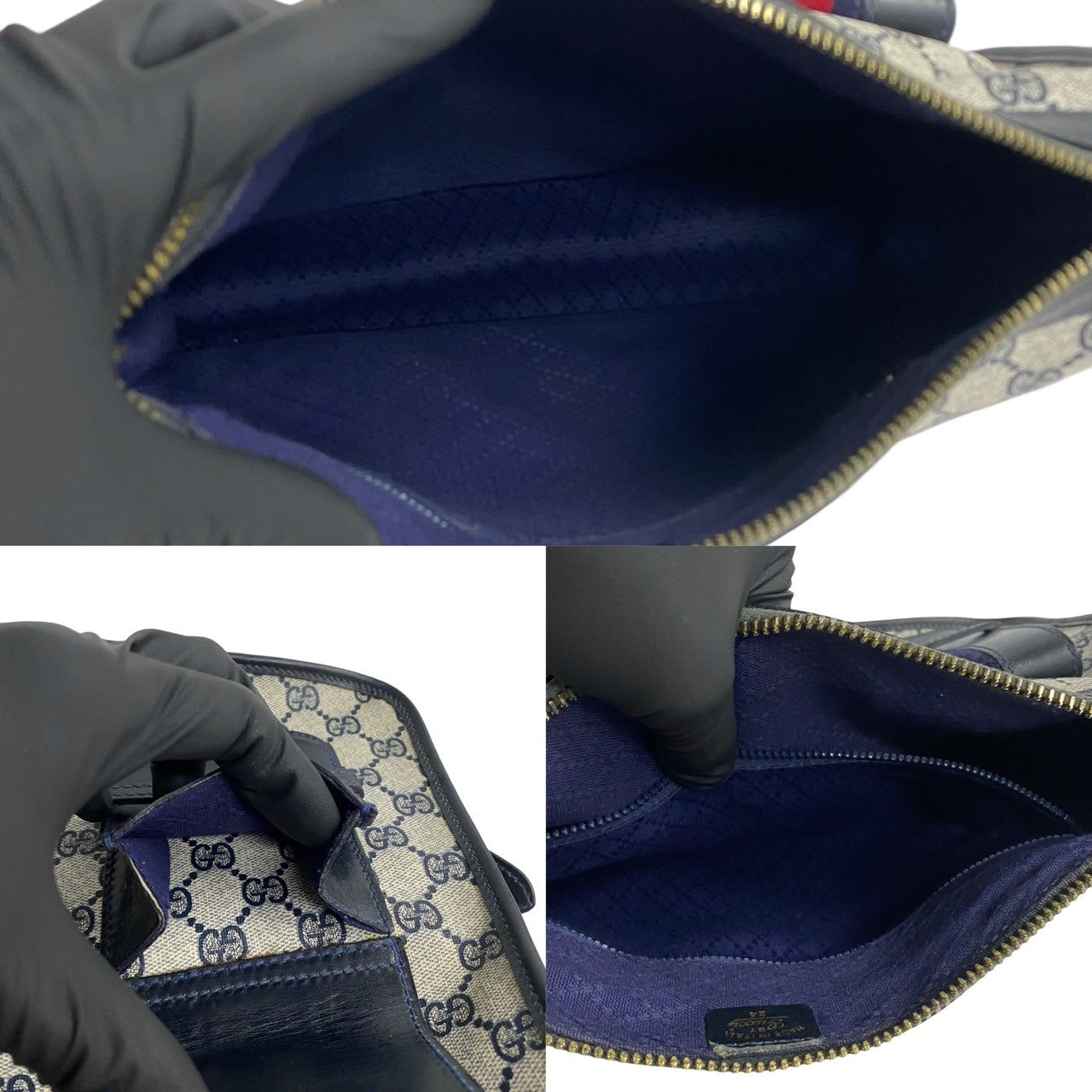 GUCCI Shoulder Bag PVC Navy Sherry line