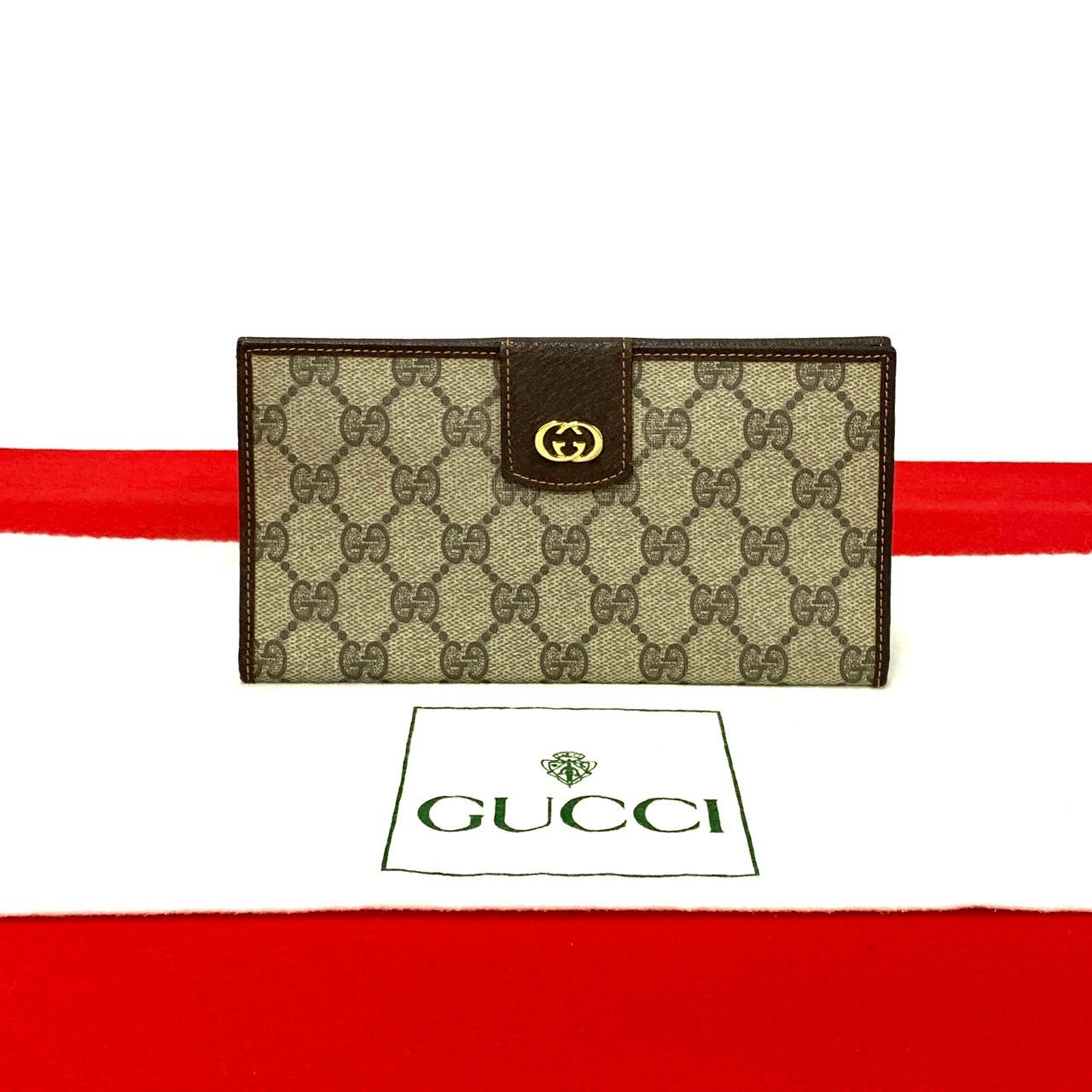 GUCCI Long Wallet Purse leather Brown