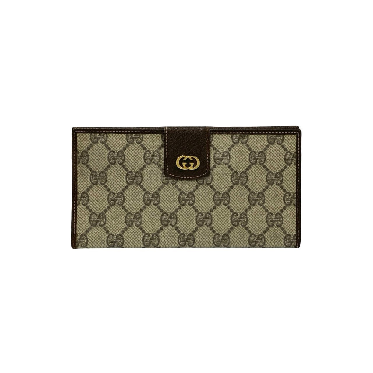 GUCCI Long Wallet Purse leather Brown