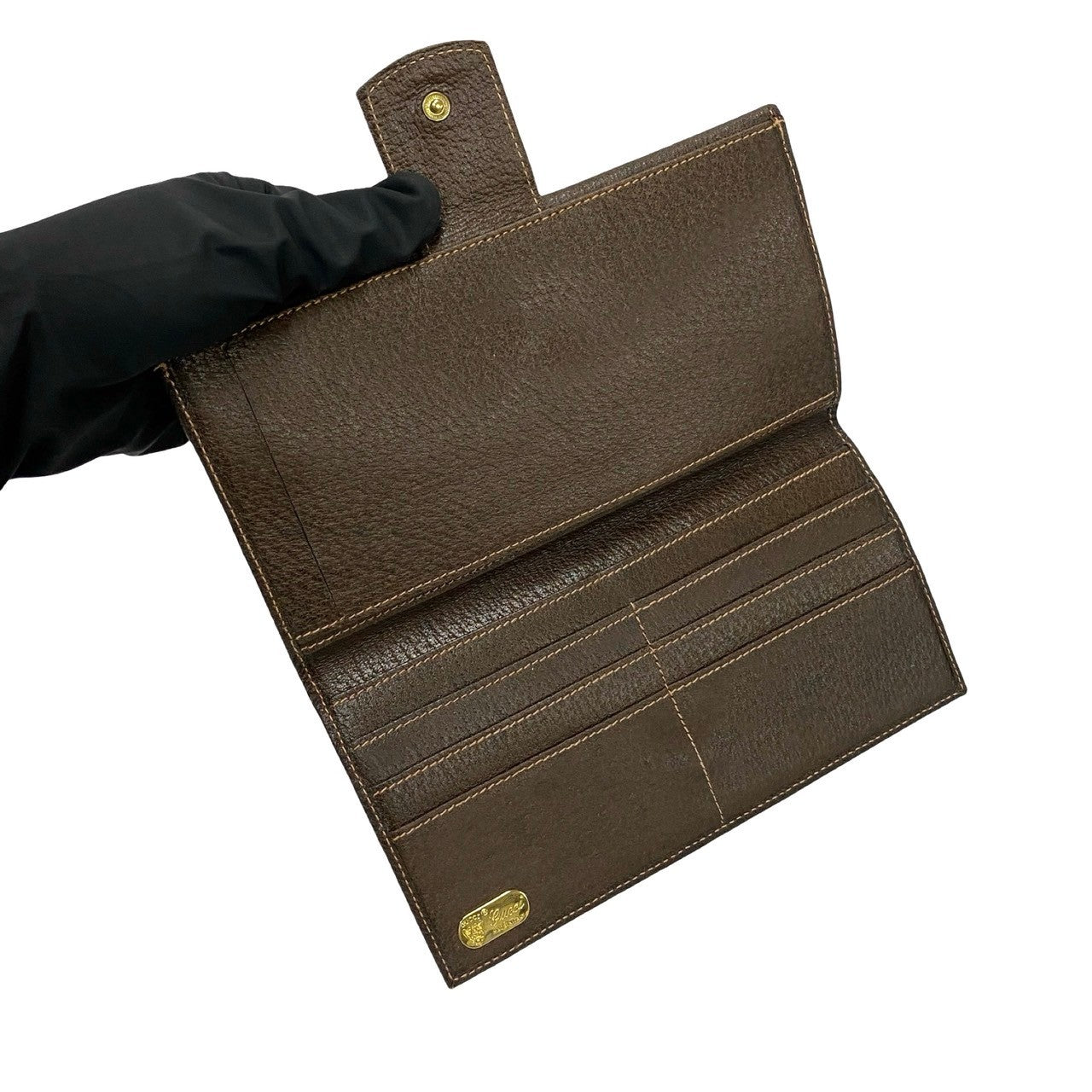 GUCCI Long Wallet Purse leather Brown