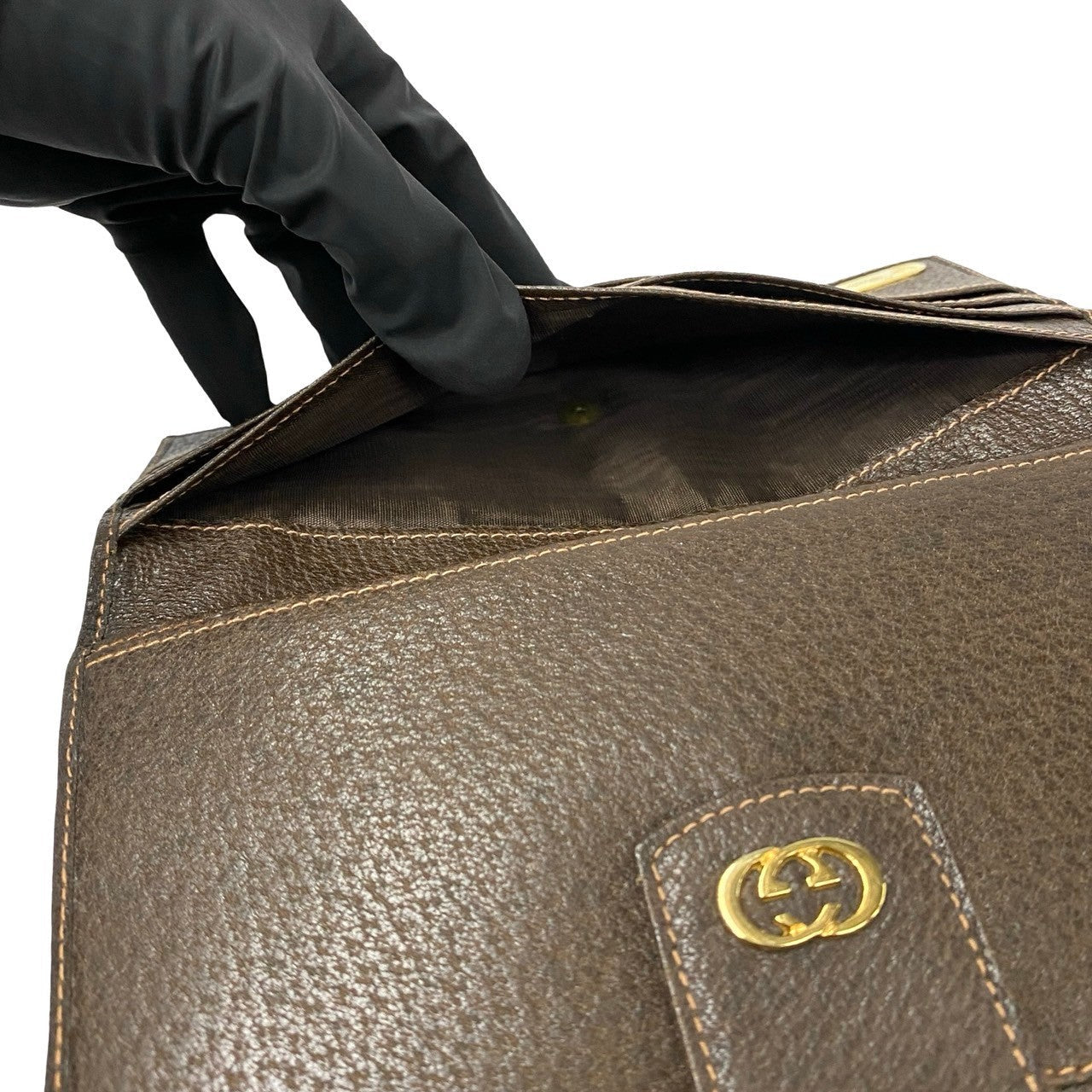 GUCCI Long Wallet Purse leather Brown