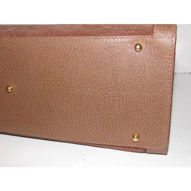 Gucci Shopper Tote Bag Tan Suedebamboo Handles And Leather With Satchel