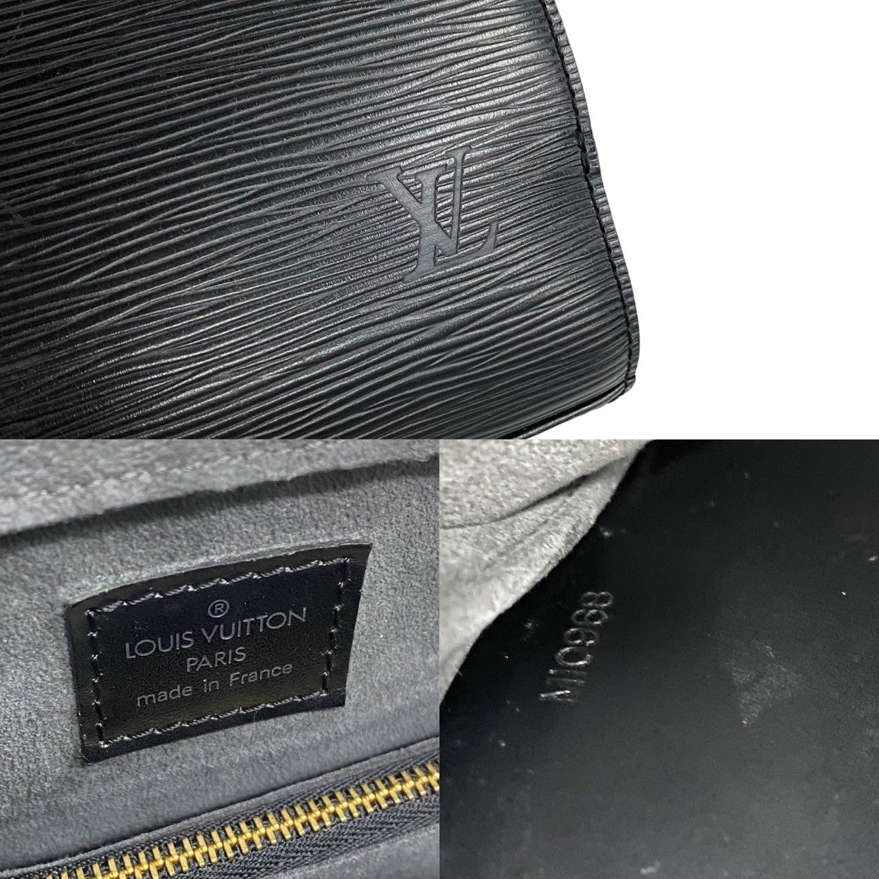 LOUIS VUITTON Handbag Epi Leather black Epi Ponneuf