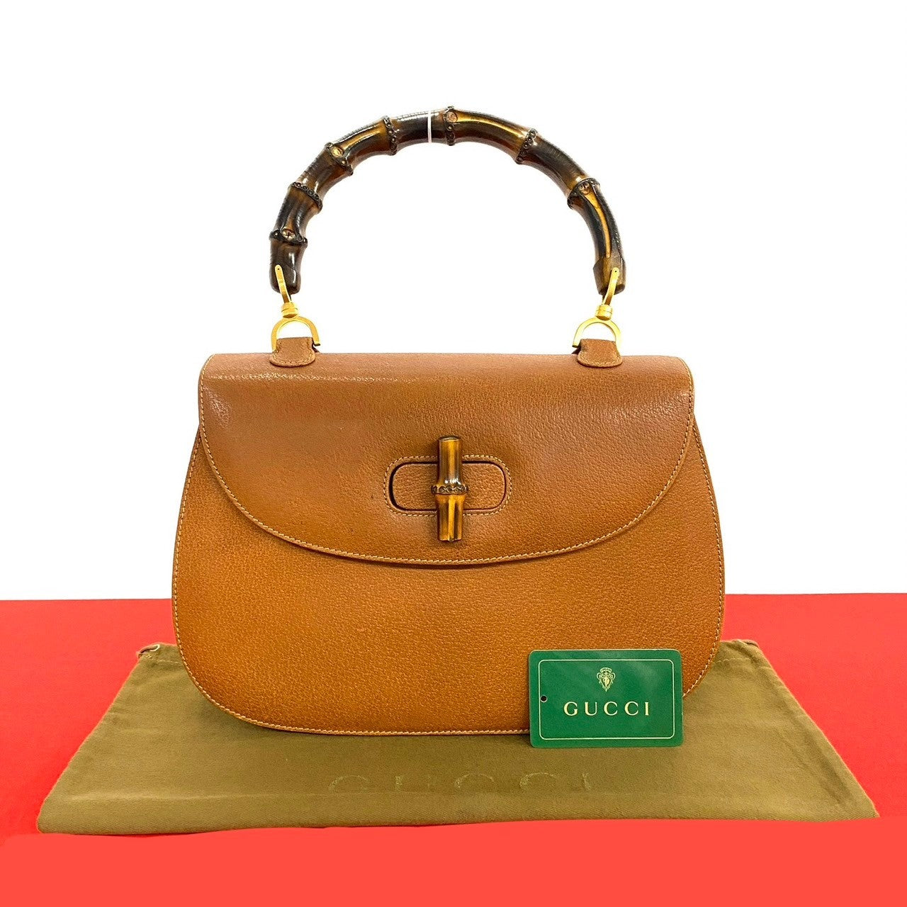 GUCCI Handbag leather Brown Bamboo