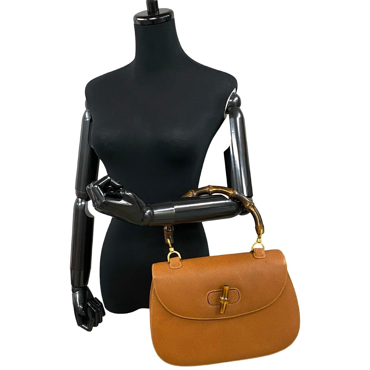 GUCCI Handbag leather Brown Bamboo