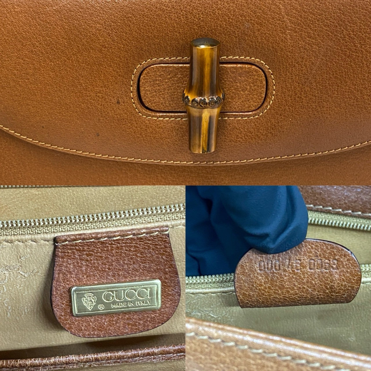 GUCCI Handbag leather Brown Bamboo