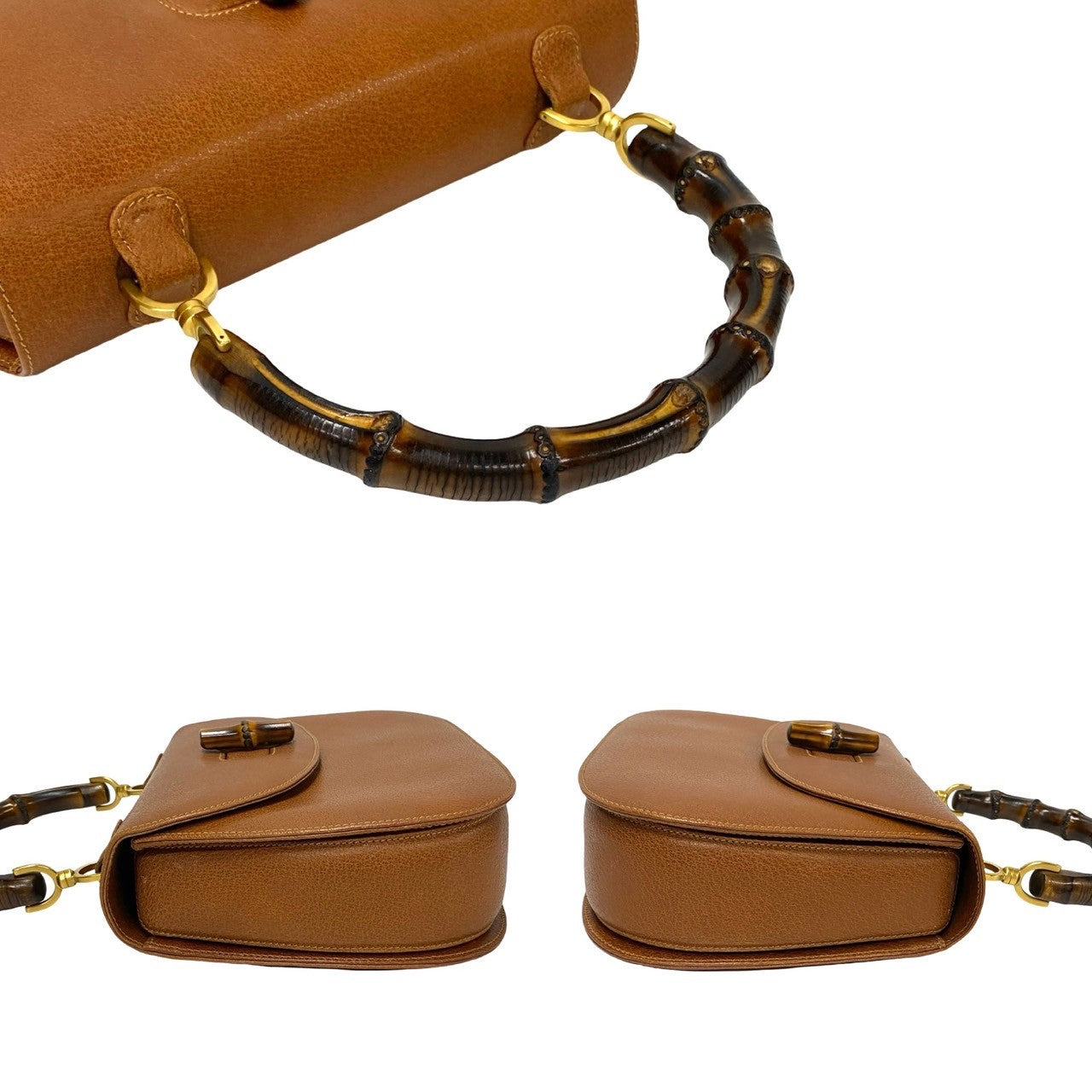 GUCCI Handbag leather Brown Bamboo