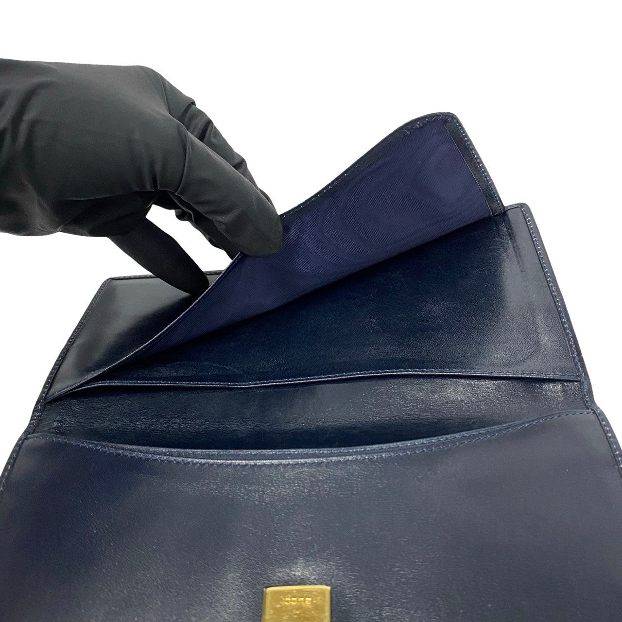 GUCCI Long Wallet Purse leather Navy