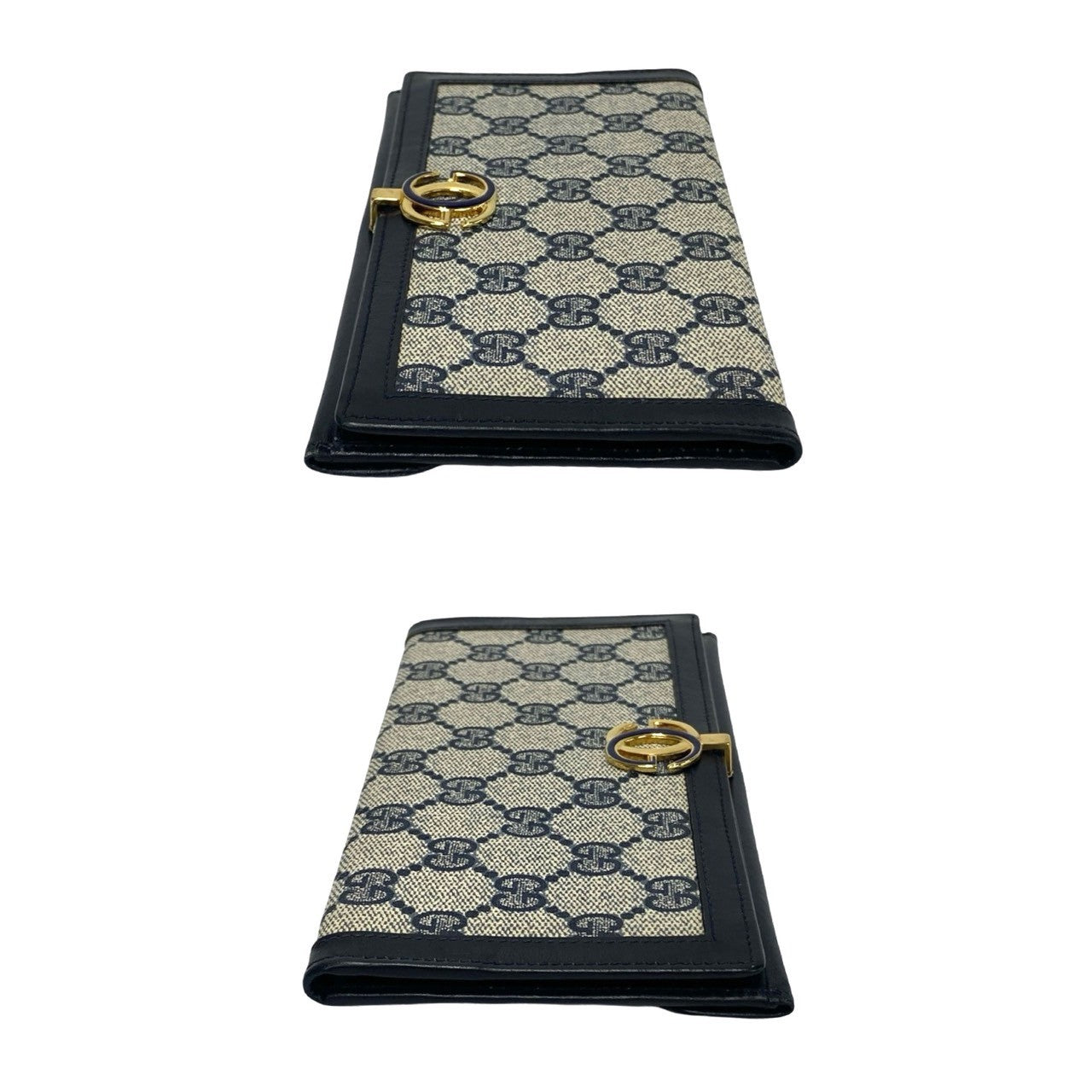 GUCCI Long Wallet Purse leather Navy