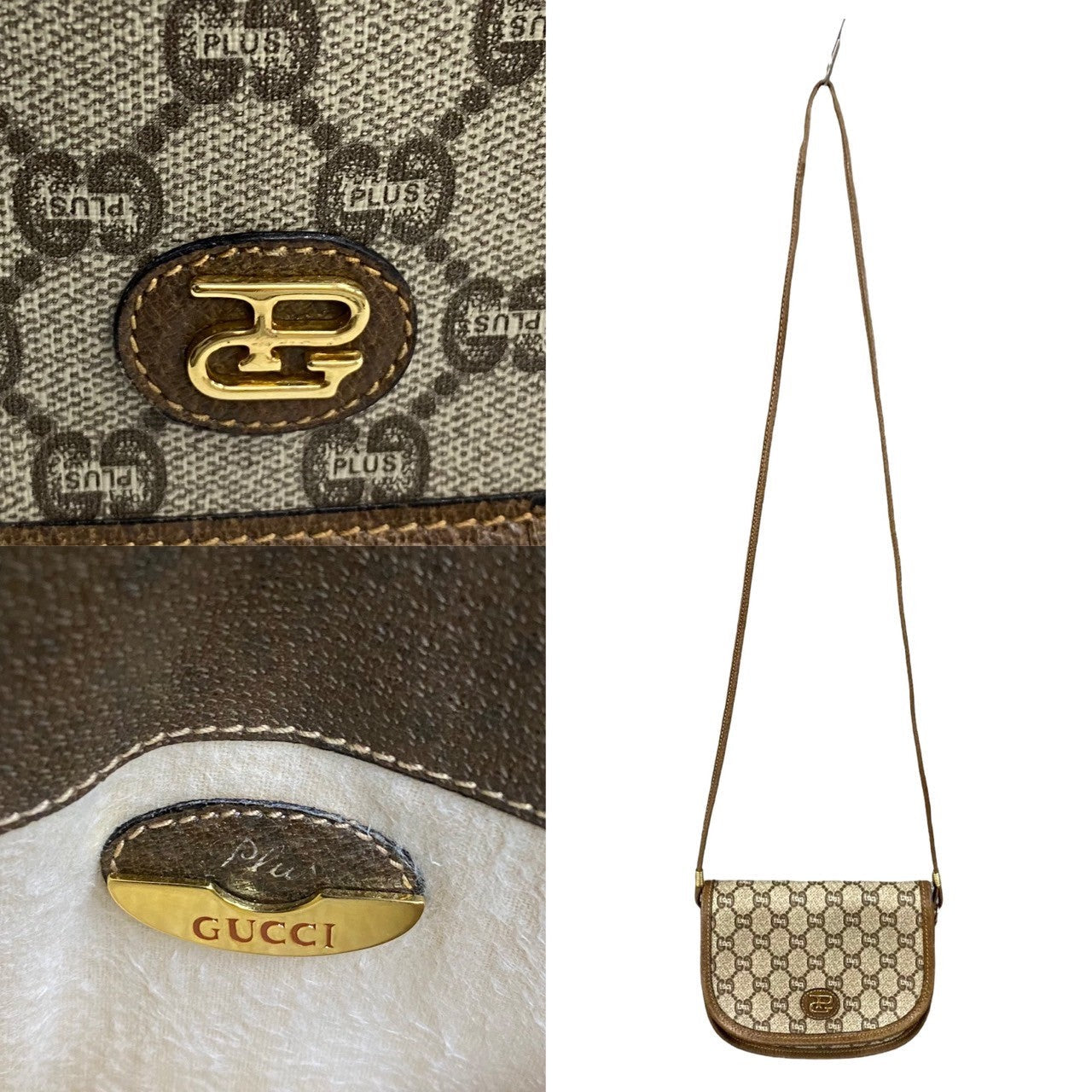 GUCCI Shoulder Bag leather Brown