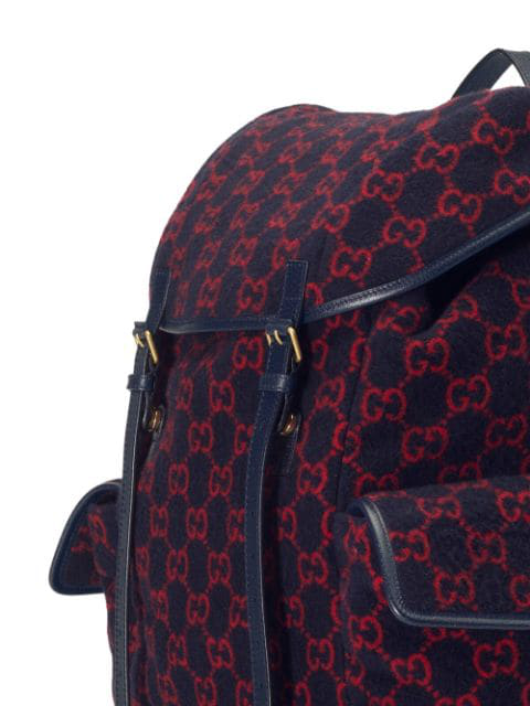 Gucci GG Monogram Print Wool Backpack in Navy