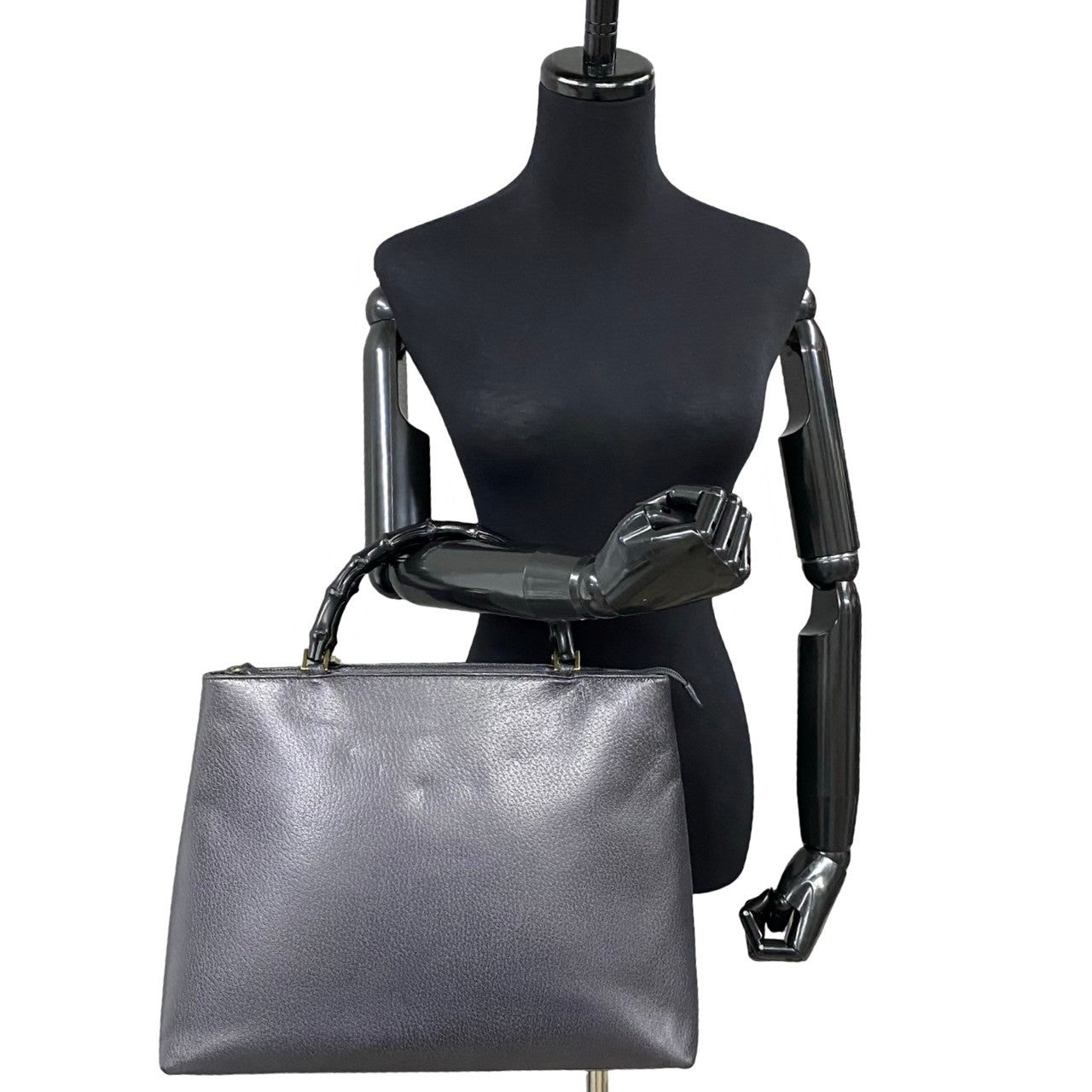 GUCCI Handbag leather Navy Bamboo