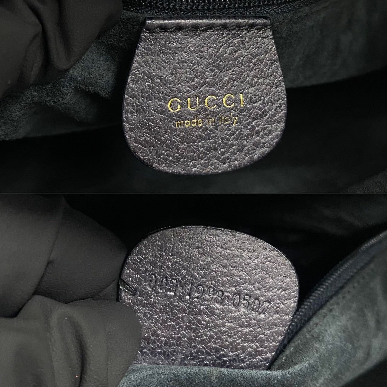 GUCCI Handbag leather Navy Bamboo