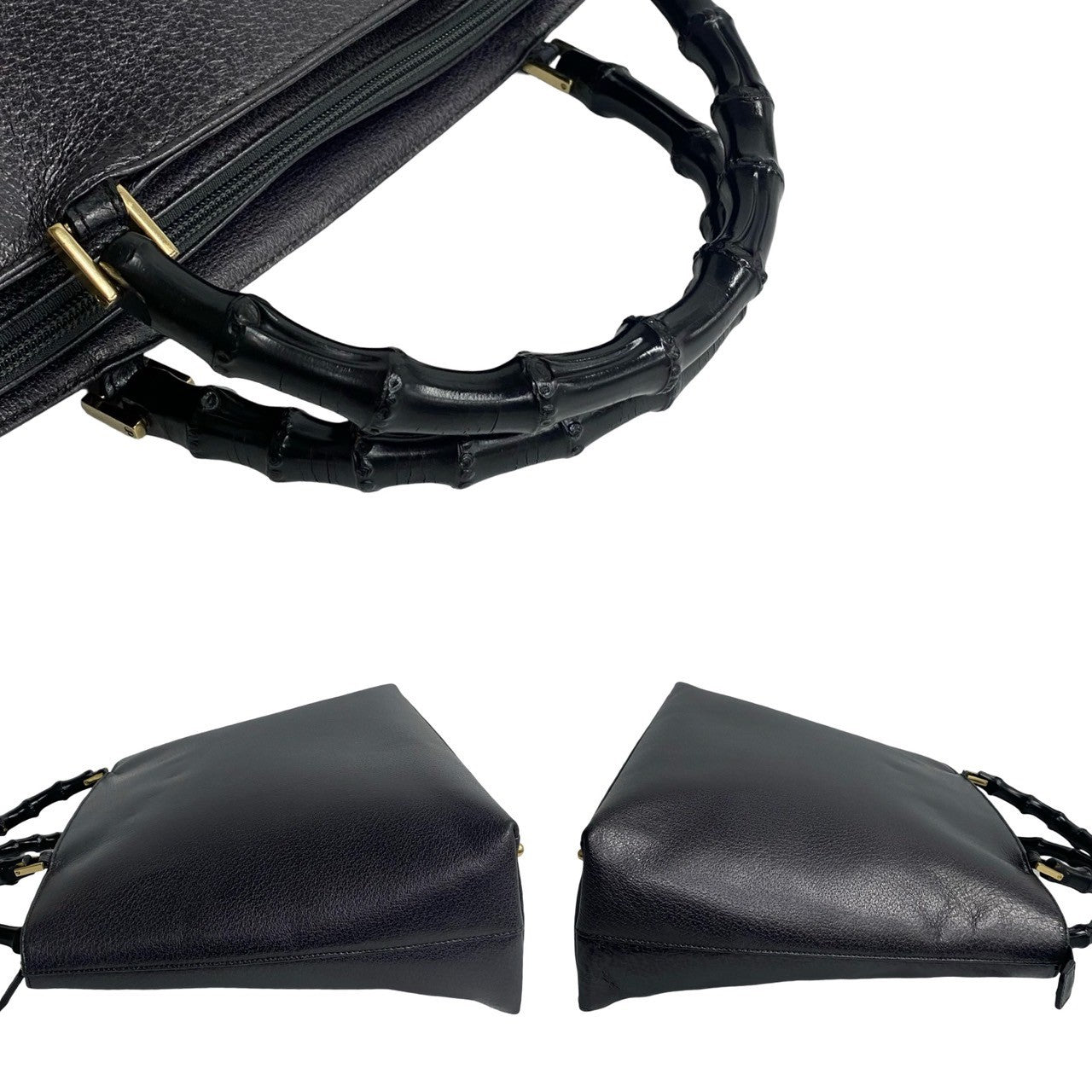 GUCCI Handbag leather Navy Bamboo
