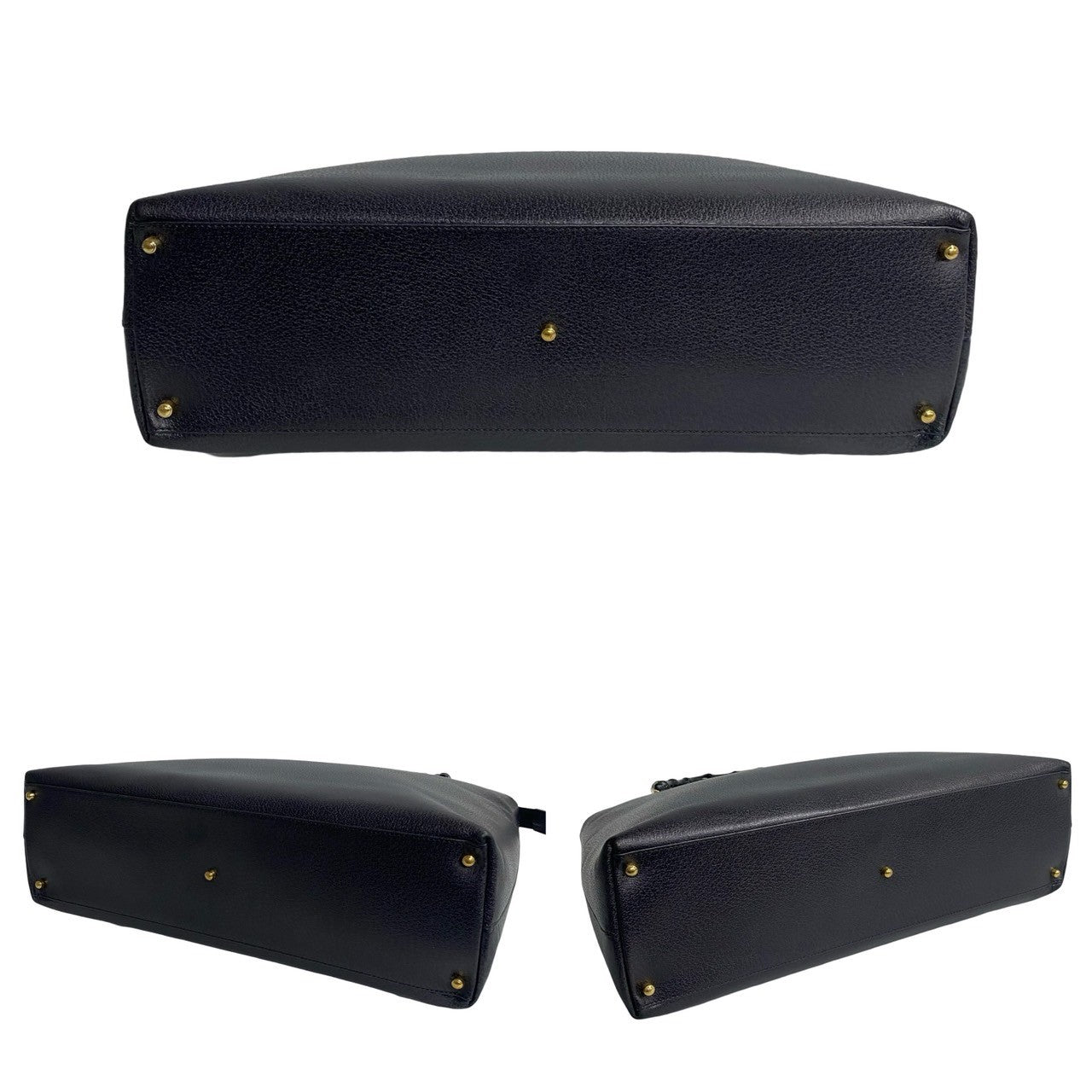 GUCCI Handbag leather Navy Bamboo