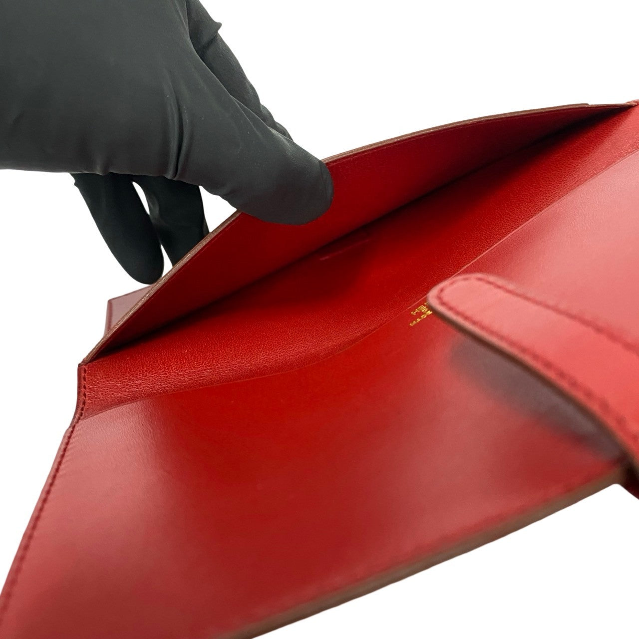 HERMES Long Wallet Purse leather Red Saumur Diane