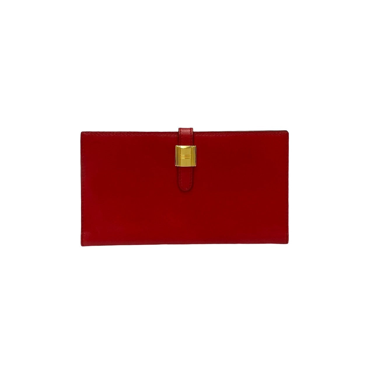 HERMES Long Wallet Purse leather Red Saumur Diane