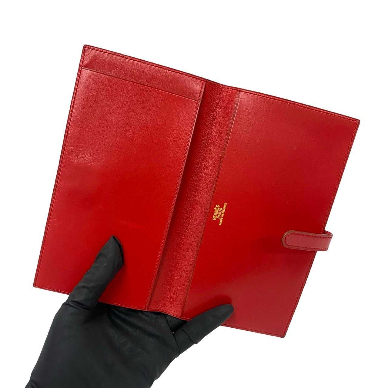HERMES Long Wallet Purse leather Red Saumur Diane