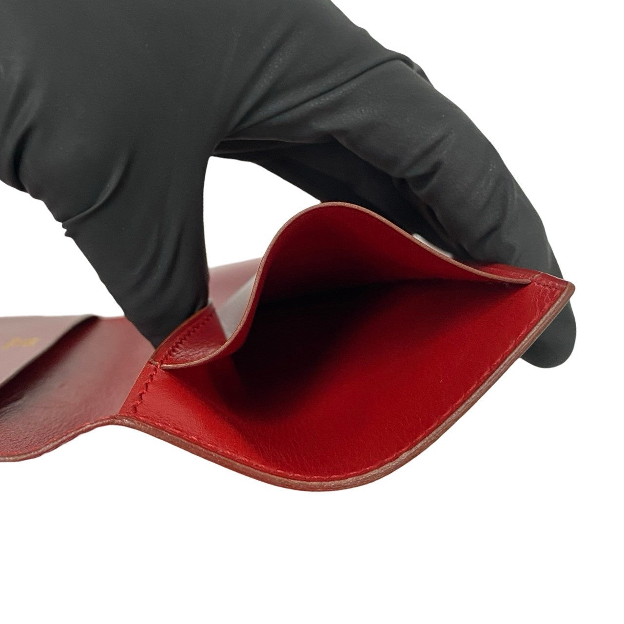 HERMES Long Wallet Purse leather Red Saumur Diane