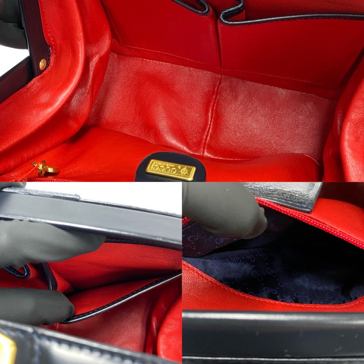 GUCCI Shoulder Bag Calfskin Navy