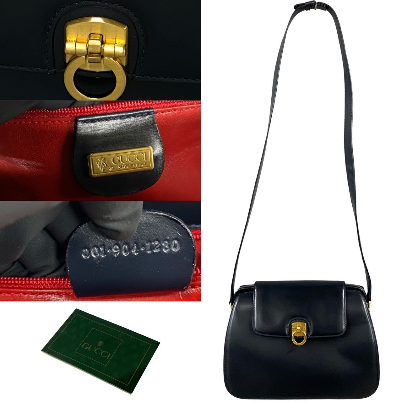 GUCCI Shoulder Bag Calfskin Navy