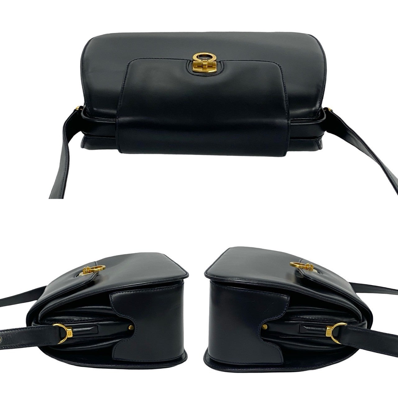 GUCCI Shoulder Bag Calfskin Navy