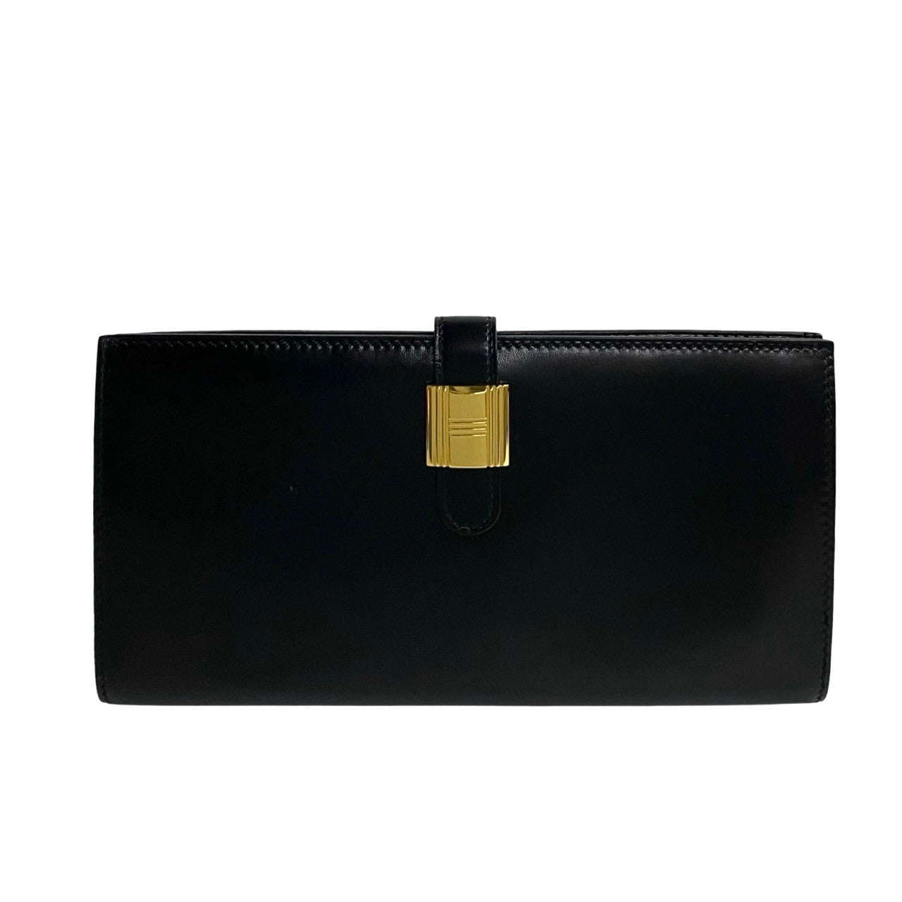 HERMES Long Wallet Purse Box scarf black Saumur Diane