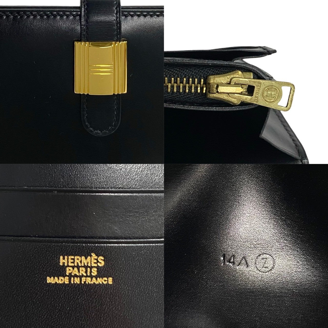 HERMES Long Wallet Purse Box scarf black Saumur Diane