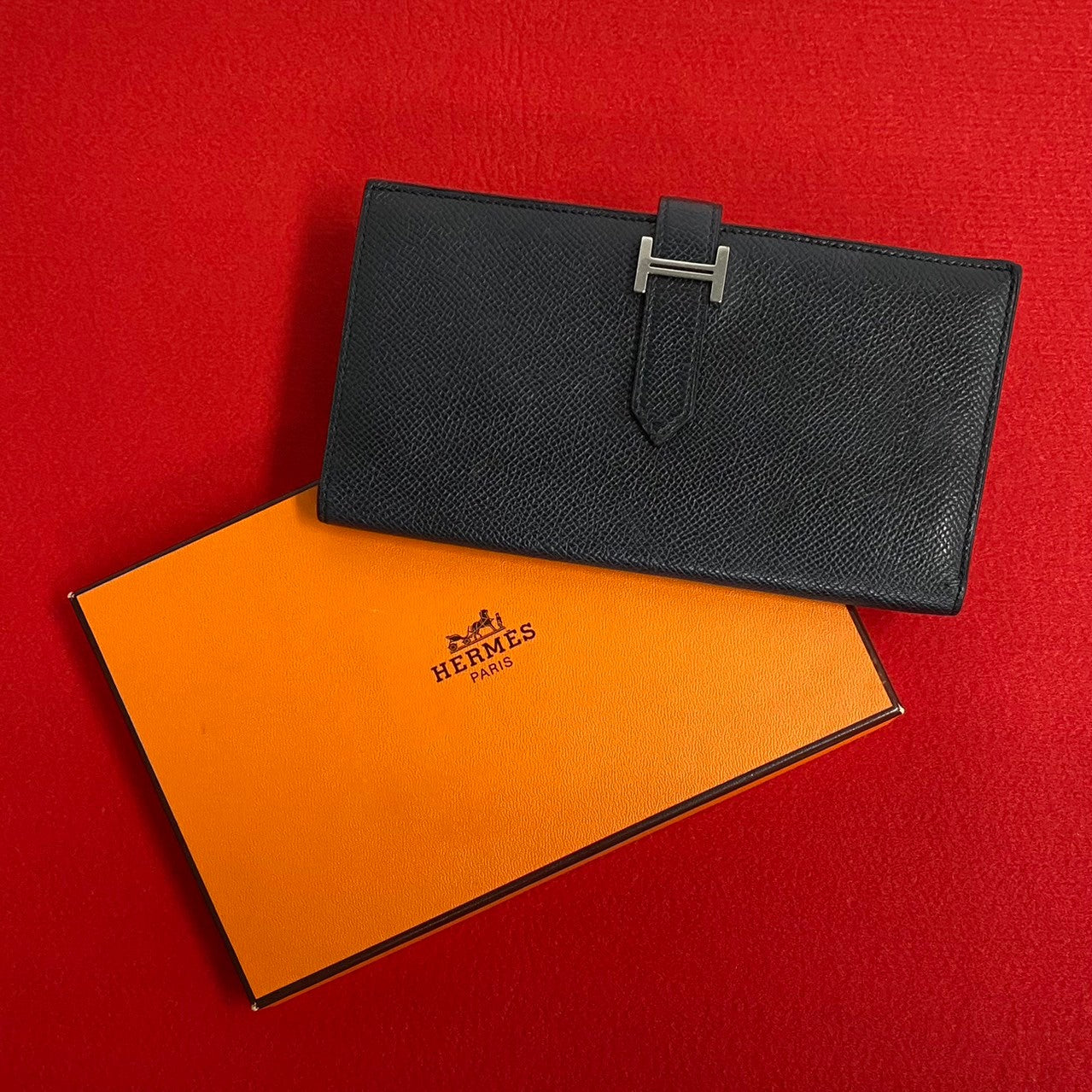 HERMES Long Wallet Purse Epsom black Beansufla