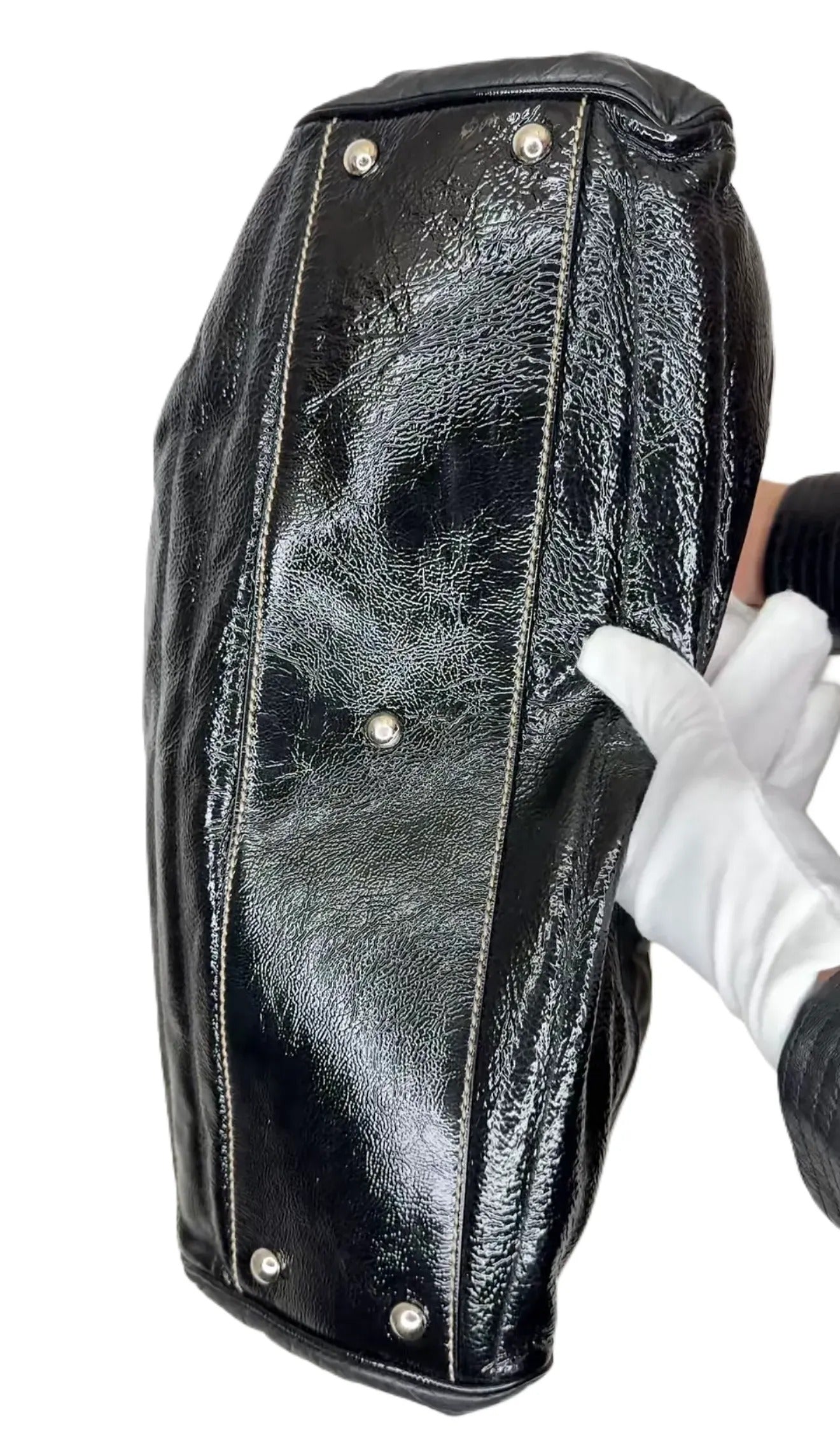 Gucci Medium Snow Glam Boston Bag - Black Handle EL-01
