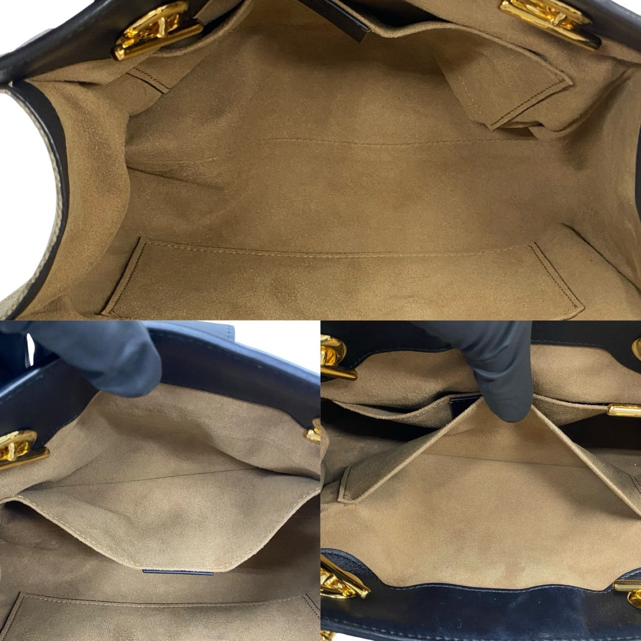 GUCCI Shoulder Bag leather black GG small padlock