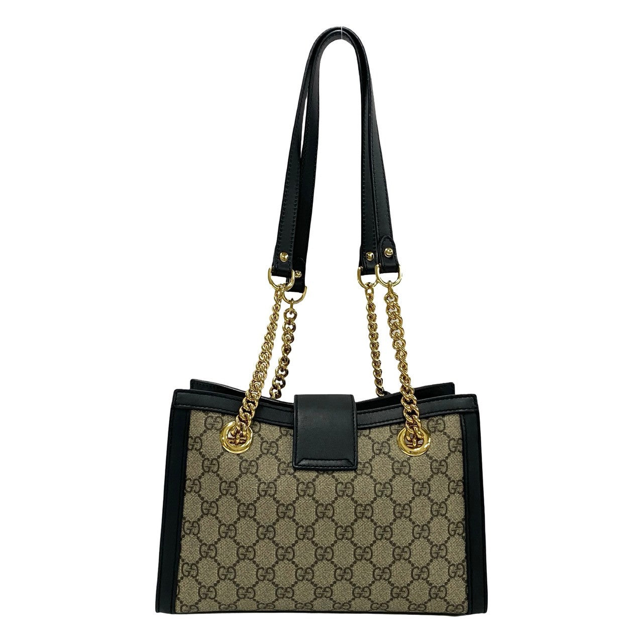 GUCCI Shoulder Bag leather black GG small padlock