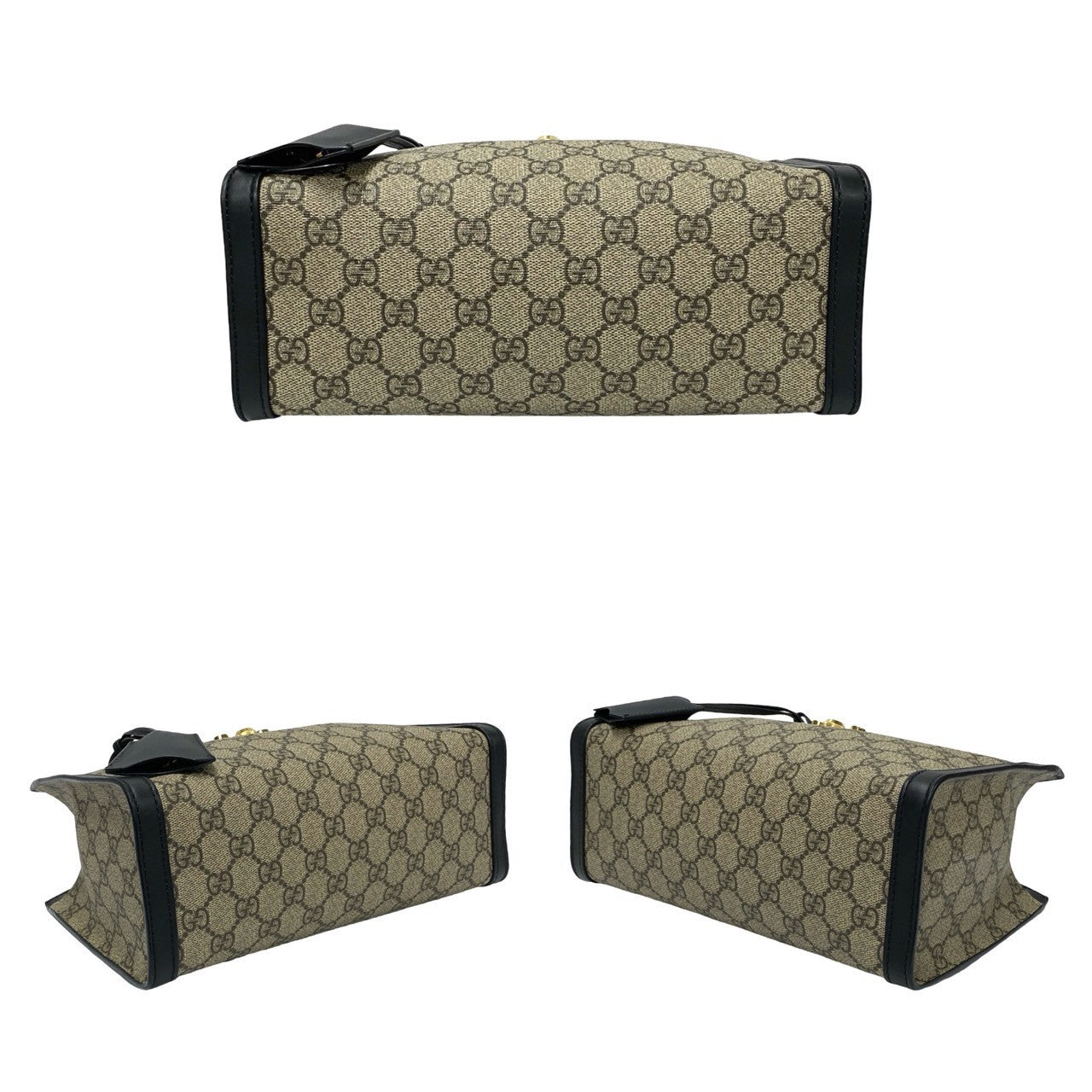 GUCCI Shoulder Bag leather black GG small padlock