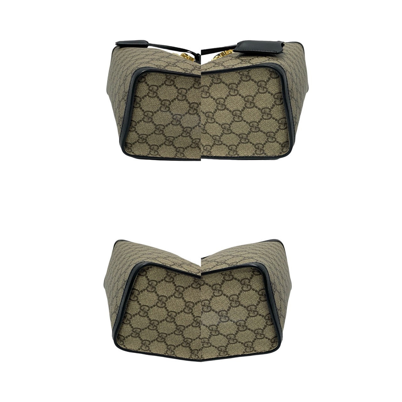 GUCCI Shoulder Bag leather black GG small padlock