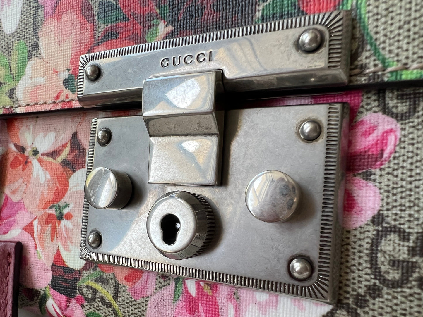 Gucci Small Padlock Blooms GG Supreme Bag