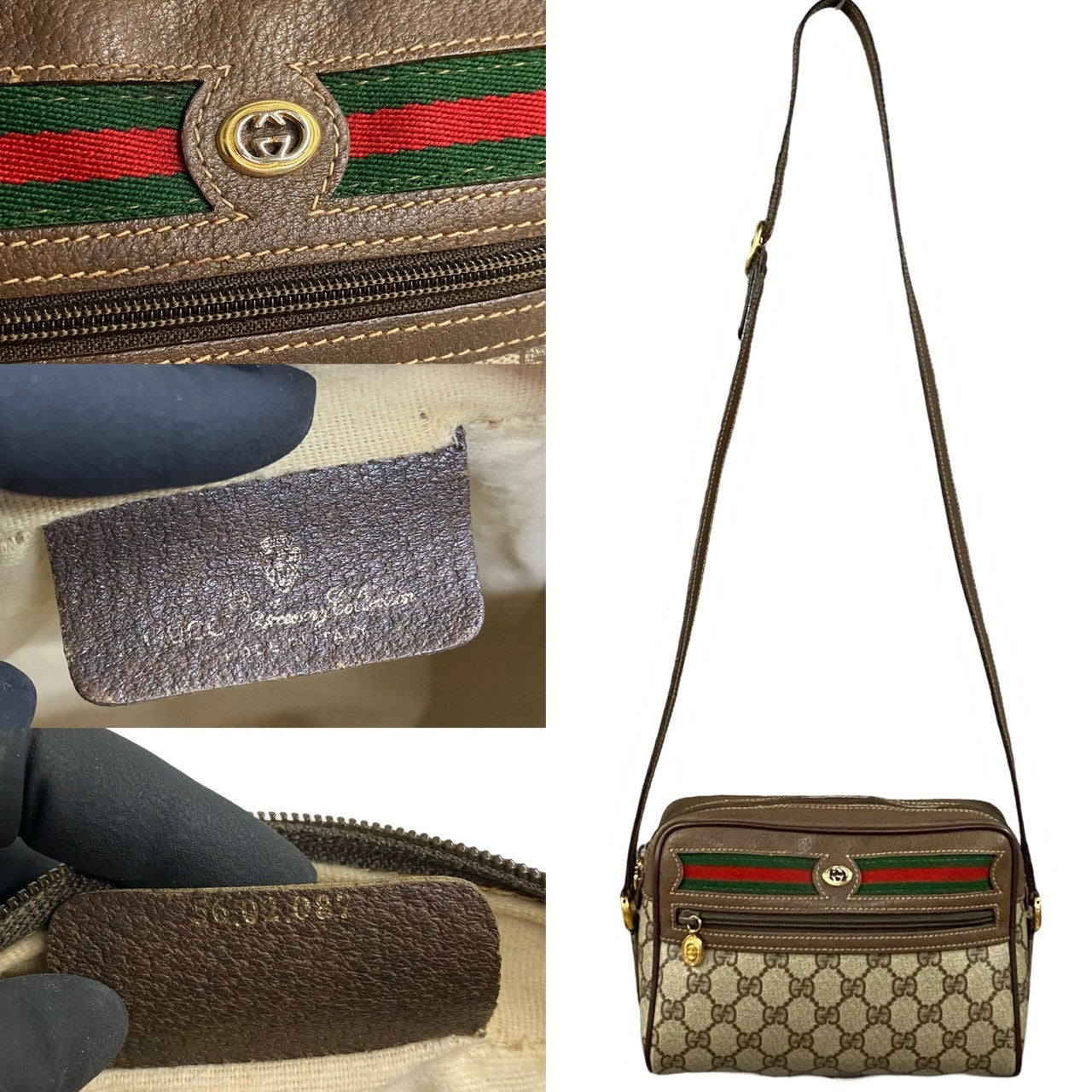 GUCCI Shoulder Bag leather Brown Sherry line Old Gucci