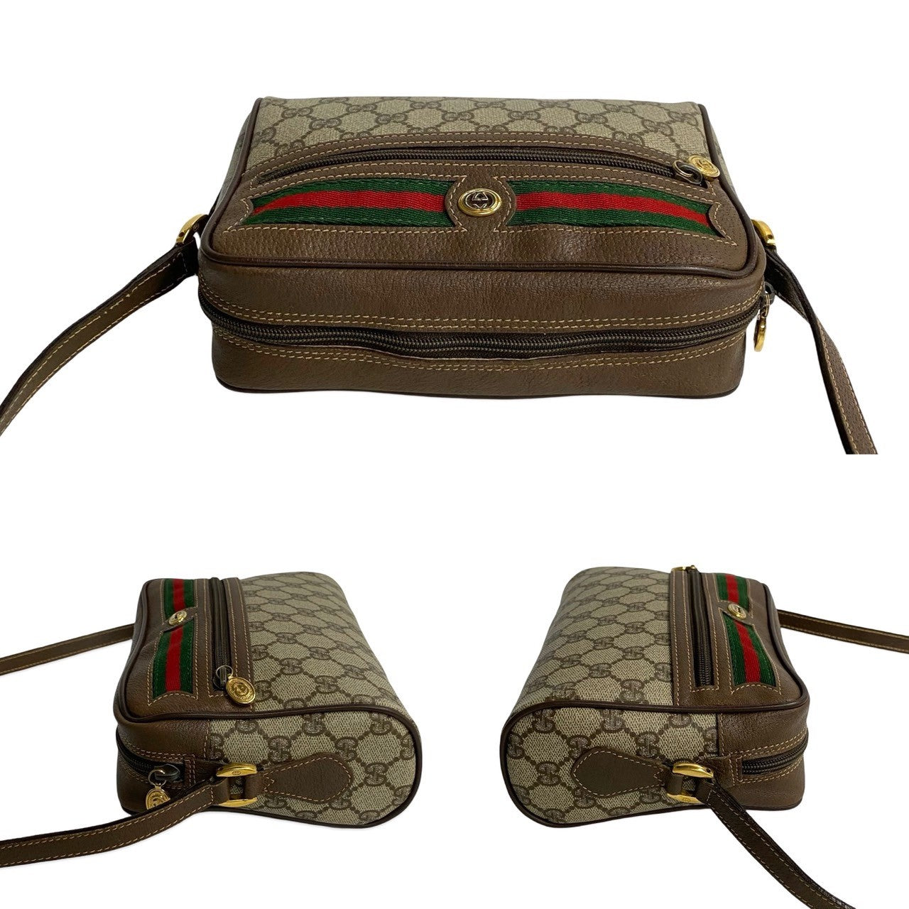 GUCCI Shoulder Bag leather Brown Sherry line Old Gucci
