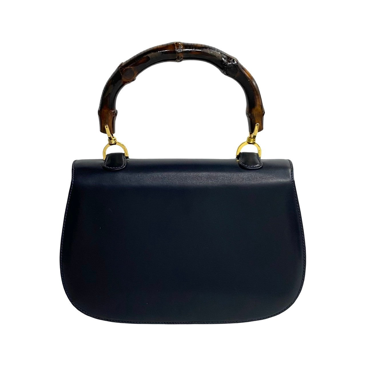 GUCCI Handbag Calfskin Navy Bamboo