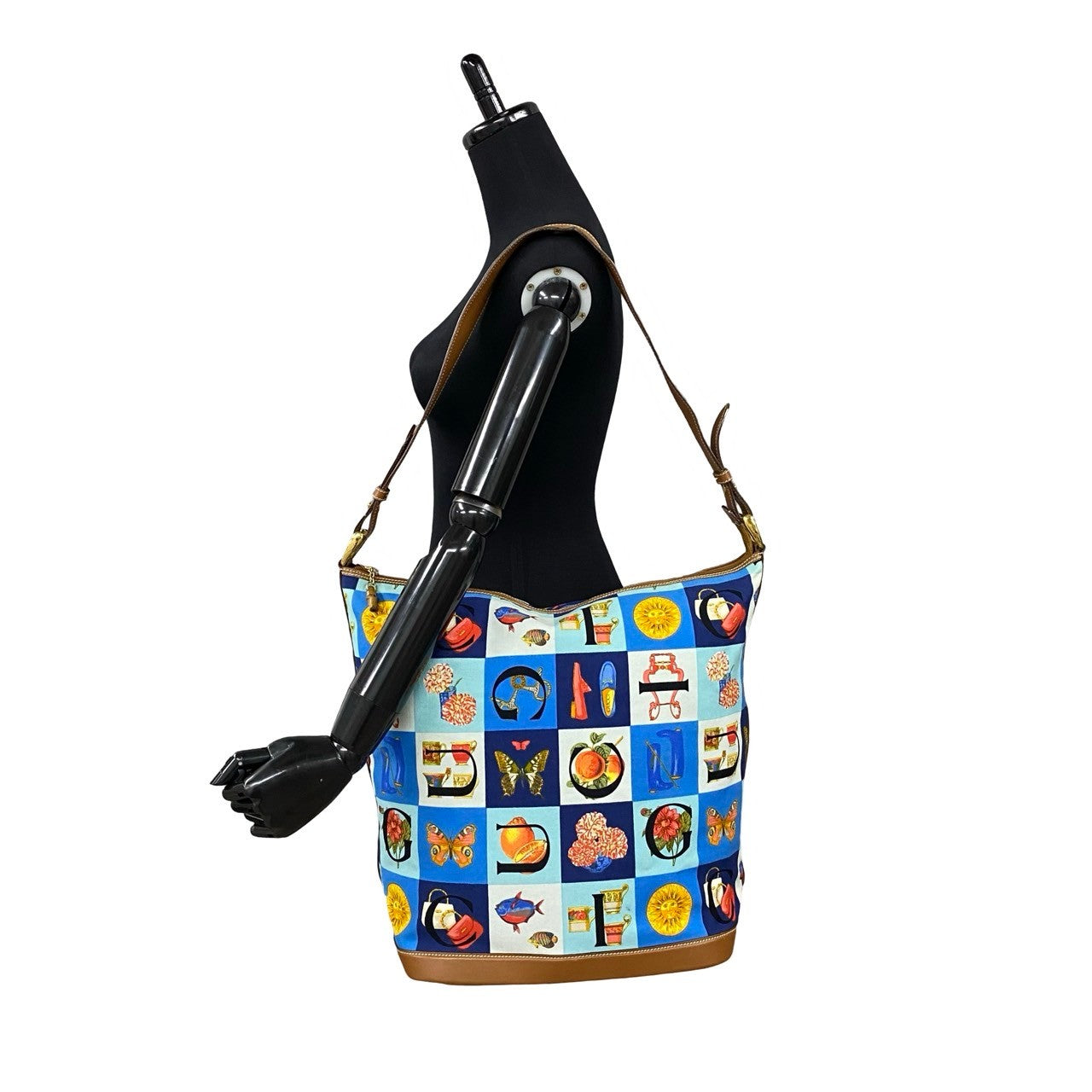 GUCCI Shoulder Bag canvas blue Shimo
