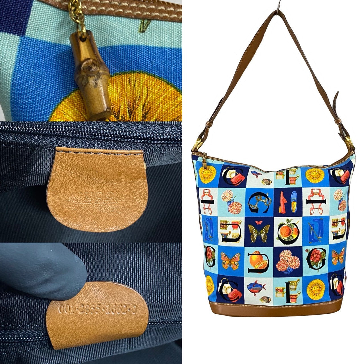 GUCCI Shoulder Bag canvas blue Shimo