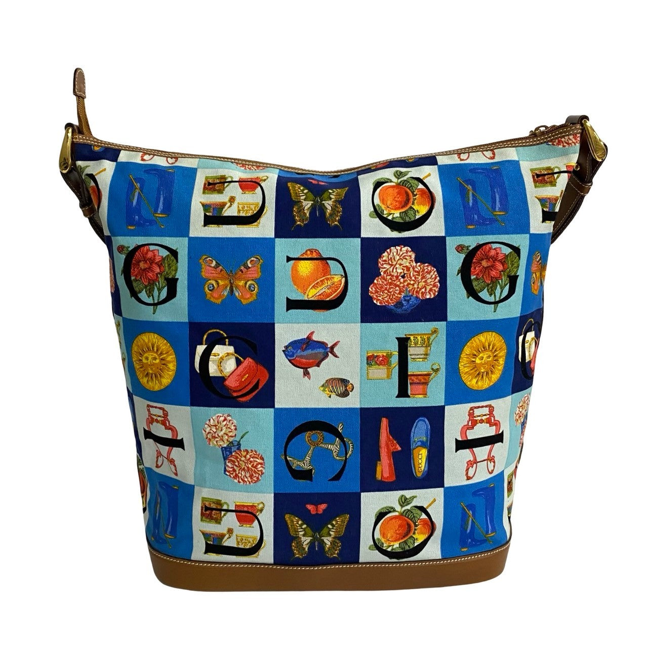 GUCCI Shoulder Bag canvas blue Shimo
