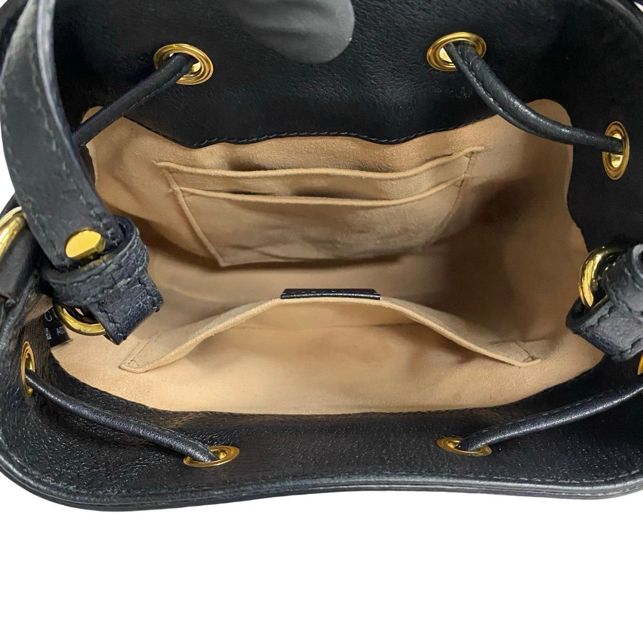 GUCCI Shoulder Bag leather black Sherry line Ophidia Small Bucket