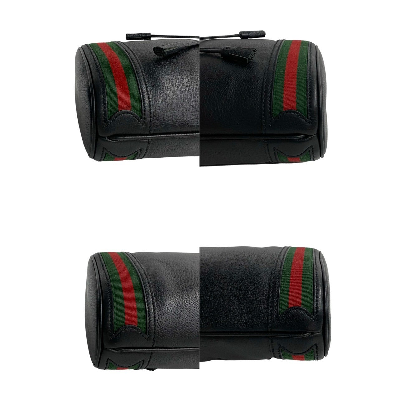 GUCCI Shoulder Bag leather black Sherry line Ophidia Small Bucket