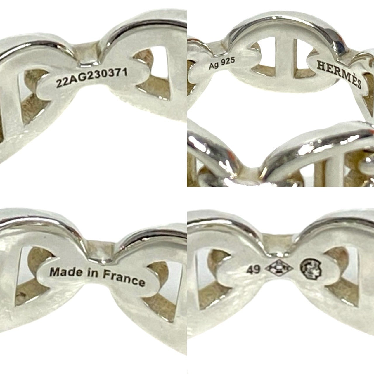 HERMES Ring Silver925 Silver Chene Dunkle Unchener 49