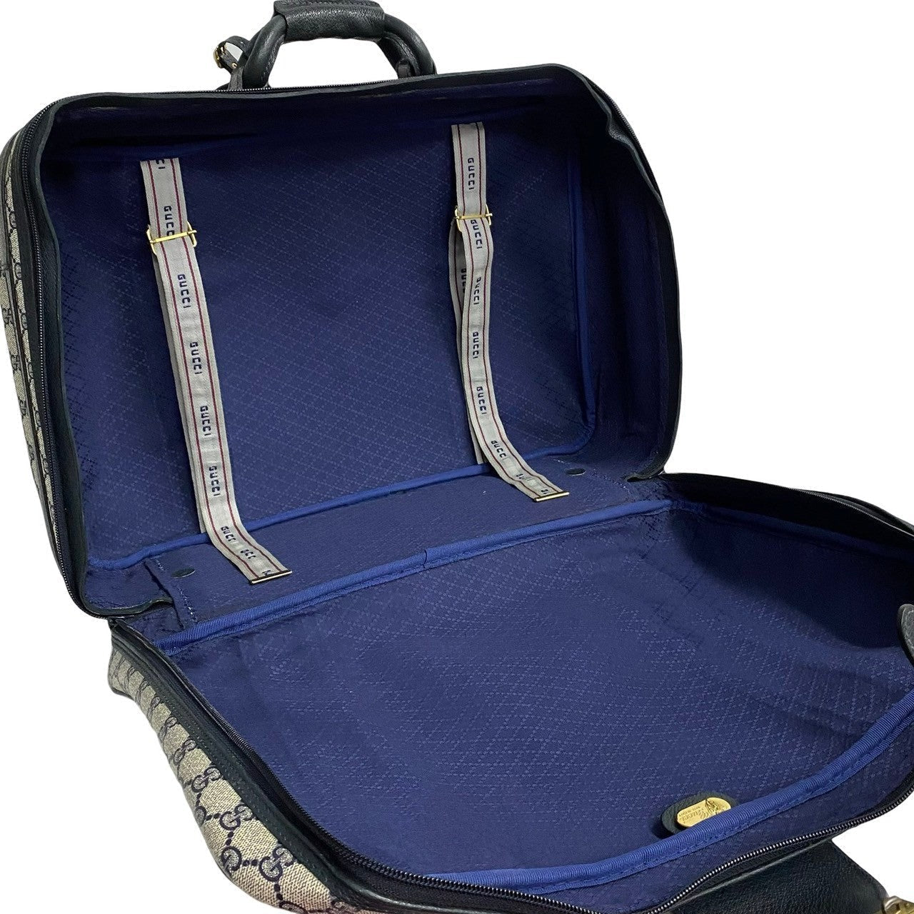 GUCCI Boston Duffel bag leather Navy Sherry line