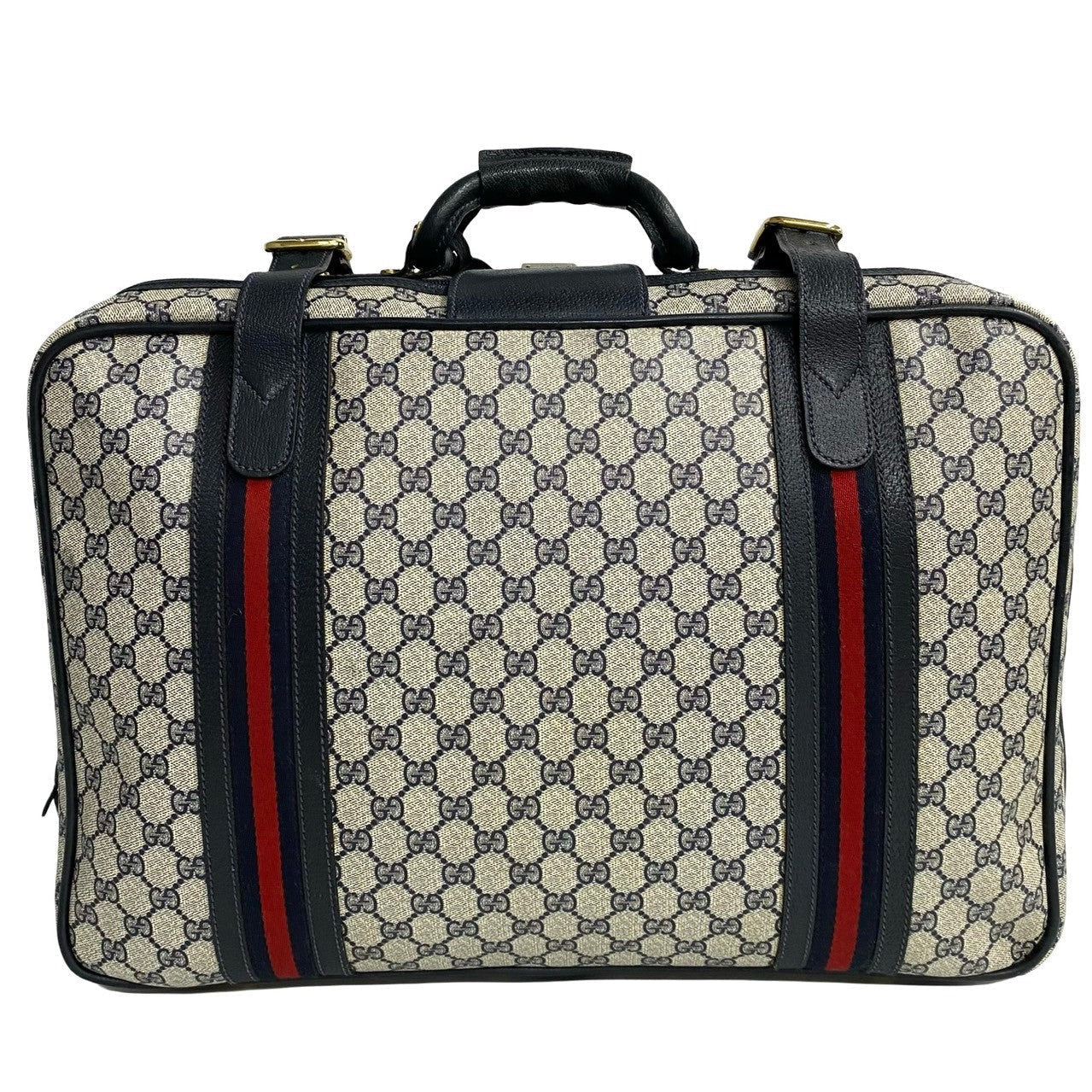 GUCCI Boston Duffel bag leather Navy Sherry line