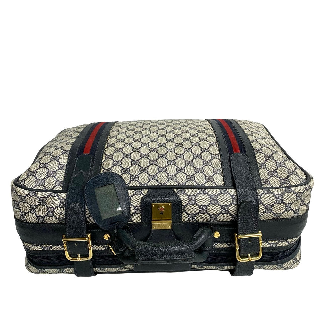 GUCCI Boston Duffel bag leather Navy Sherry line