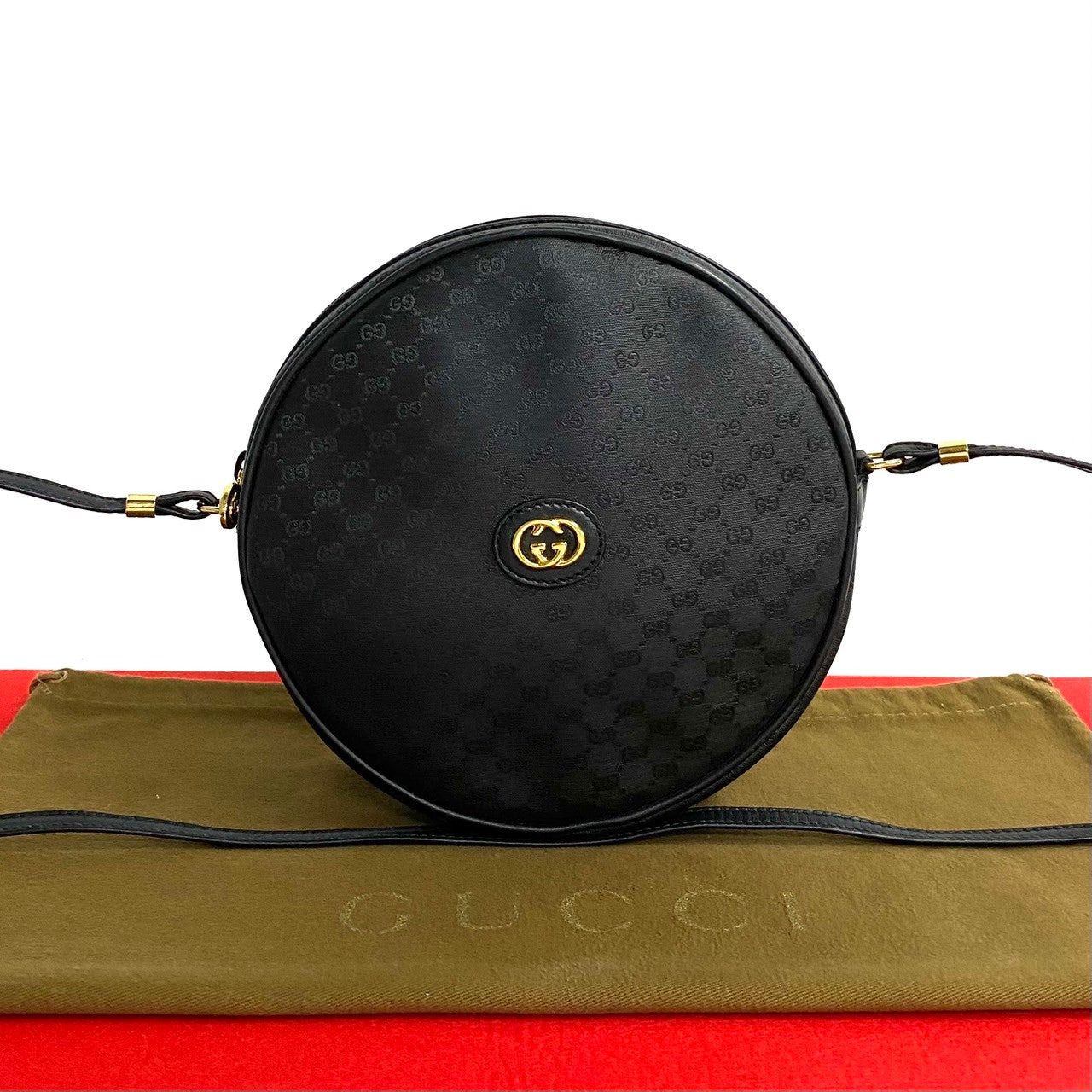 GUCCI Shoulder Bag PVC black Old Gucci
